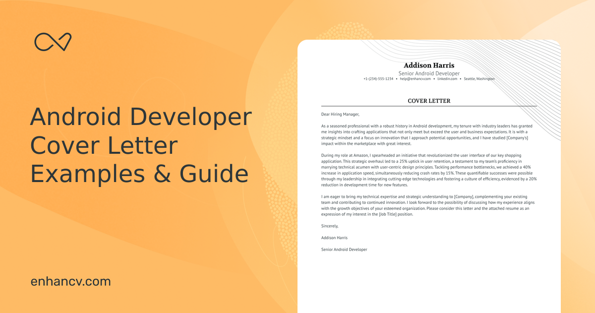 3 Professional Android Developer Cover Letter Examples and Template for ...