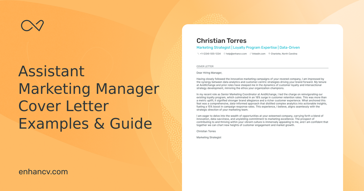 Professional Assistant Marketing Manager Cover Letter Examples and