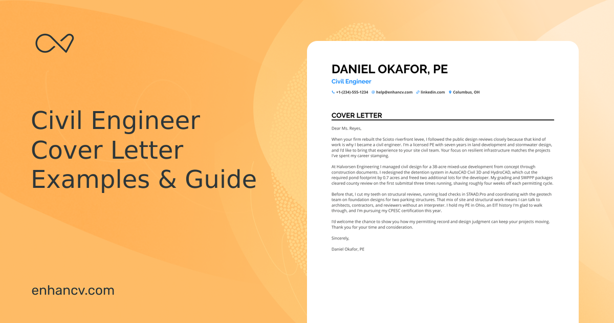 Civil Engineer Cover Letter Examples and Sample for 2026 | Enhancv