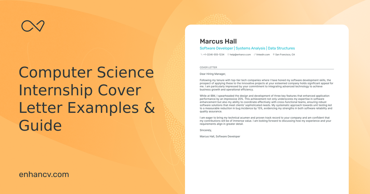 Professional Computer Science Internship Cover Letter Examples and ...