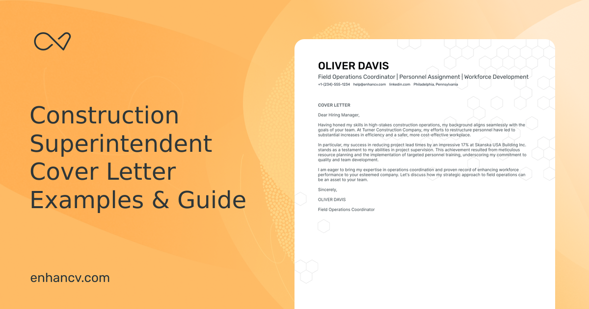 6 Professional Construction Superintendent Cover Letter Examples and ...