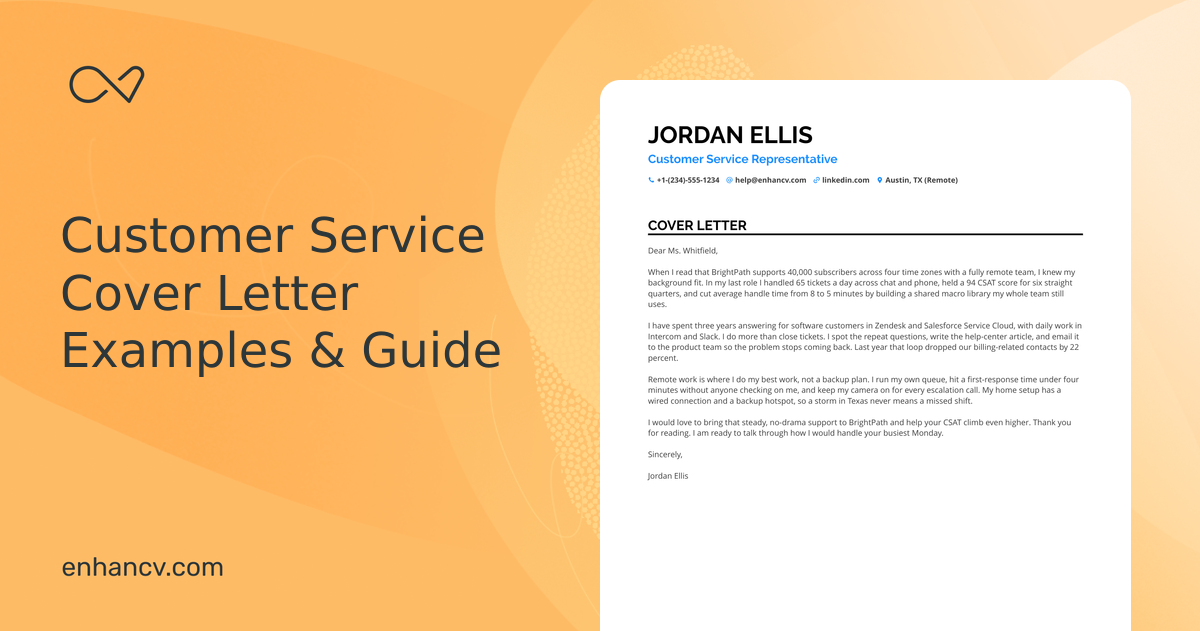 Customer Service Cover Letter Examples and Sample for 2026 | Enhancv