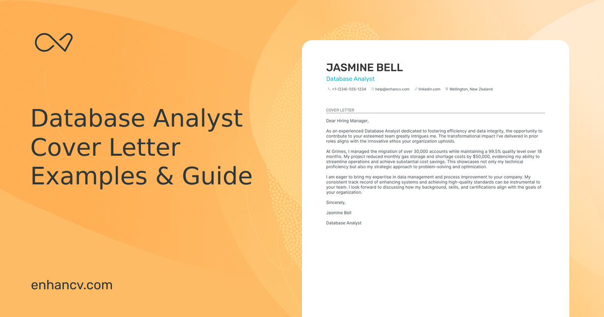 Professional Database Analyst Cover Letter Examples and Template for ...