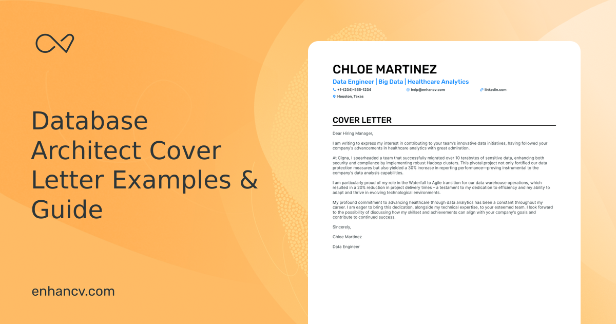 Professional Database Architect Cover Letter Examples and Template for