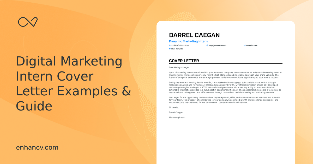 Professional Digital Marketing Intern Cover Letter Examples and ...