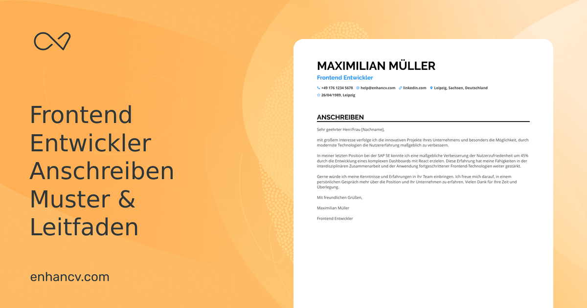 Frontend Entwickler Bewerbungsschreiben Beispiele für 2025