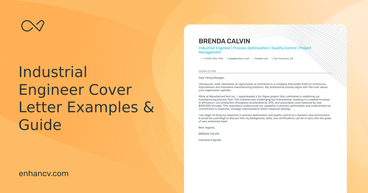 5 Professional Industrial Engineer Cover Letter Examples and 
