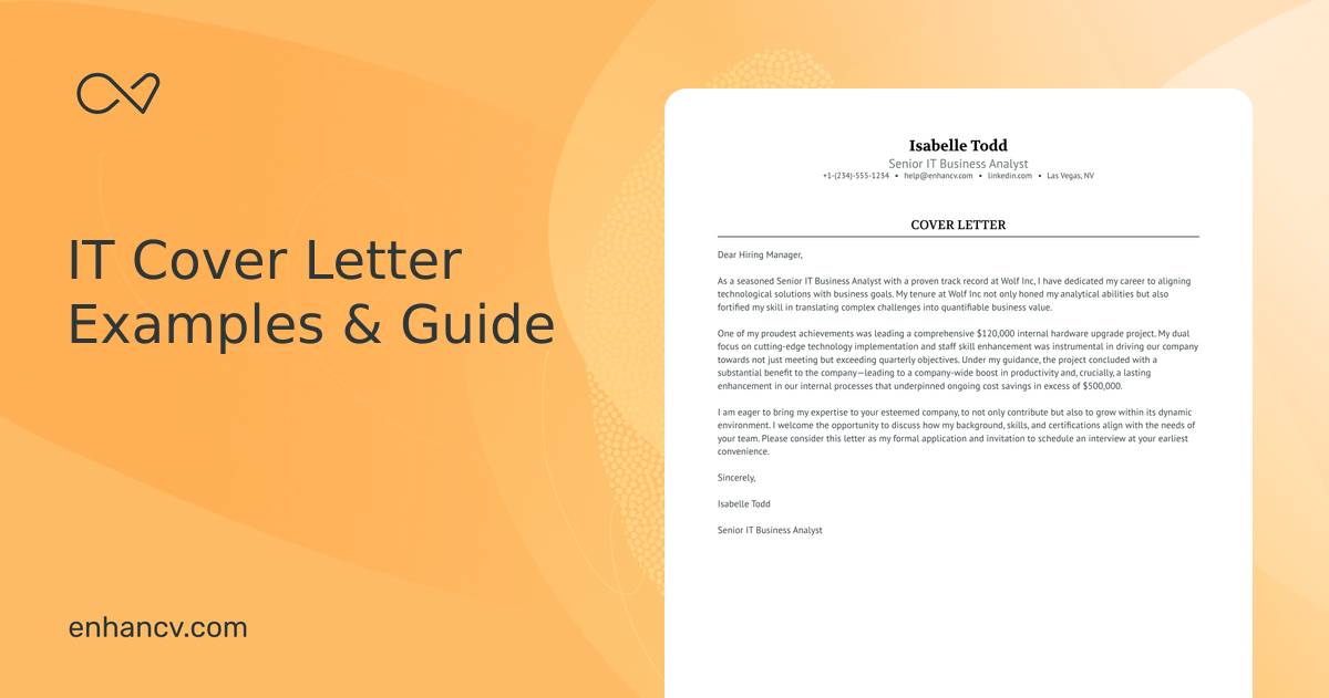 5 Professional IT Cover Letter Examples and Template for 2025 | Enhancv