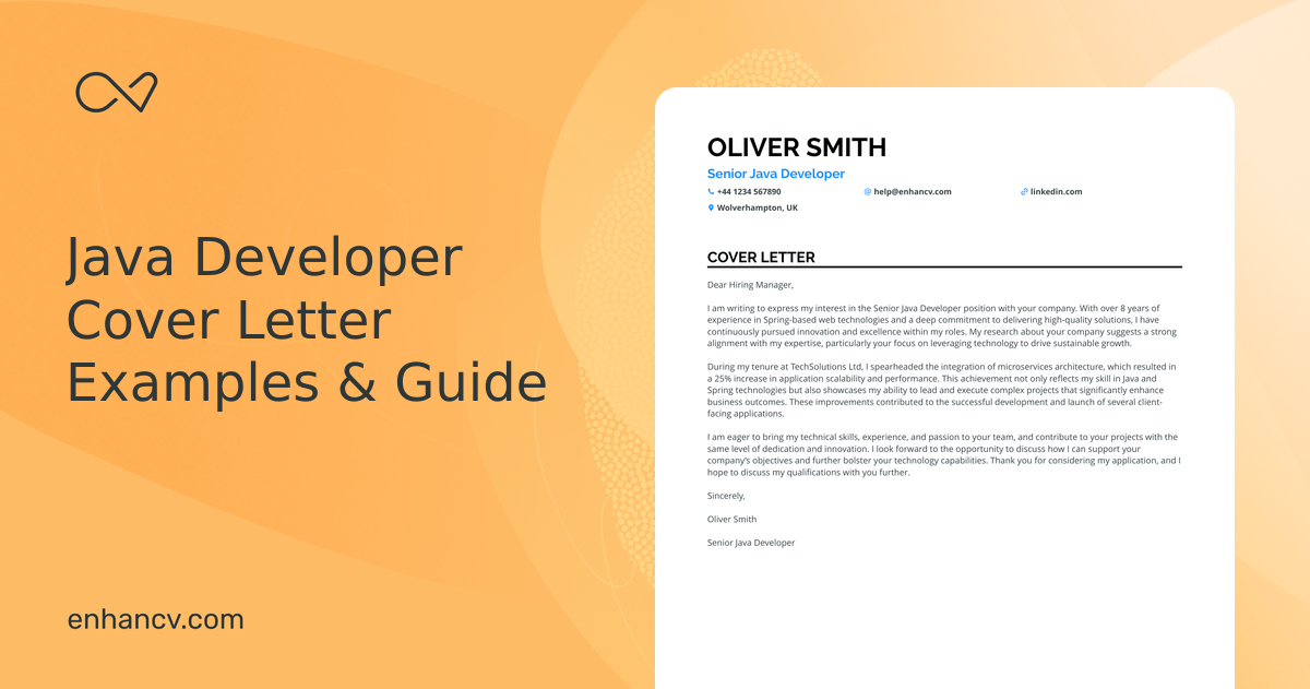Java Developer Cover Letter Examples & Guide for 2025 image.