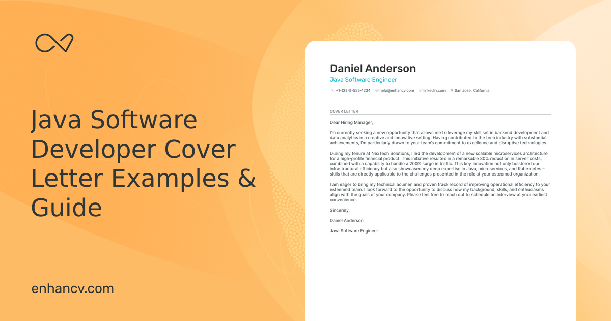 Professional Java Software Developer Cover Letter Examples and Template ...