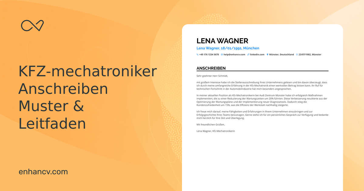 Bewerbungsschreiben Als Kfz Mechatroniker Ausbildung enhancv.com
