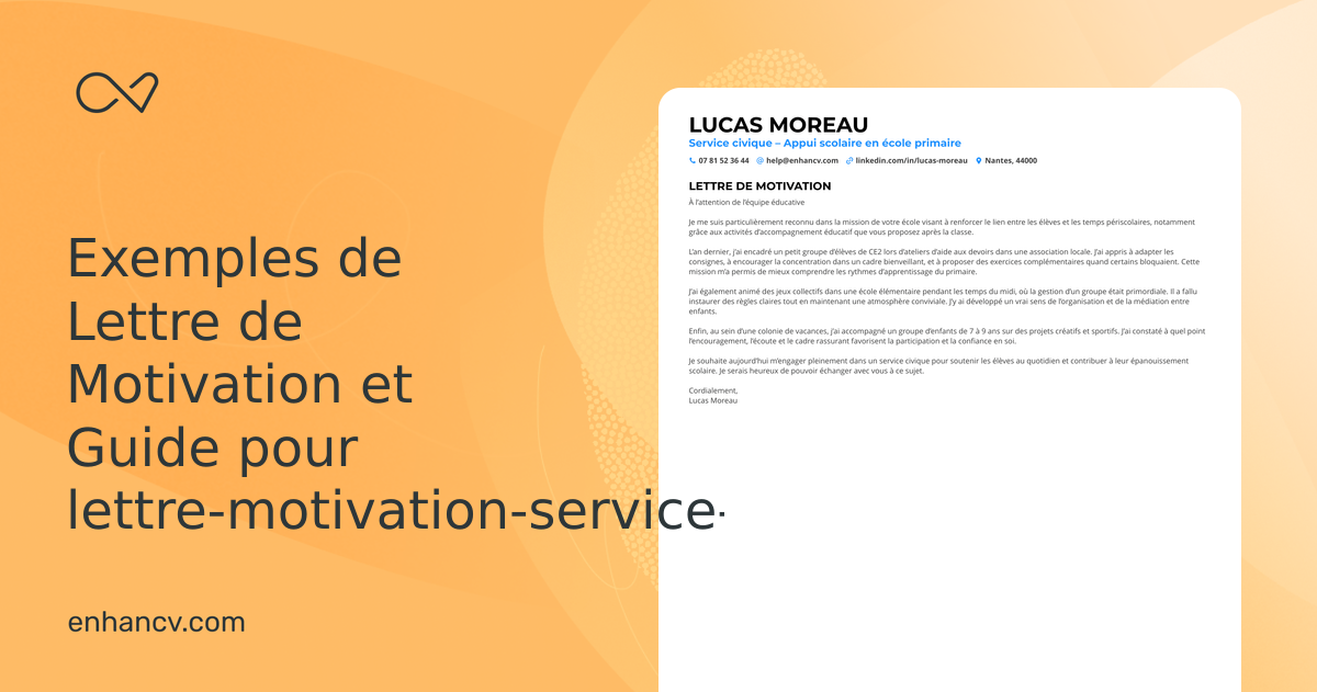 Lettre de Motivation Service Civique Modèle et Conseils — free download