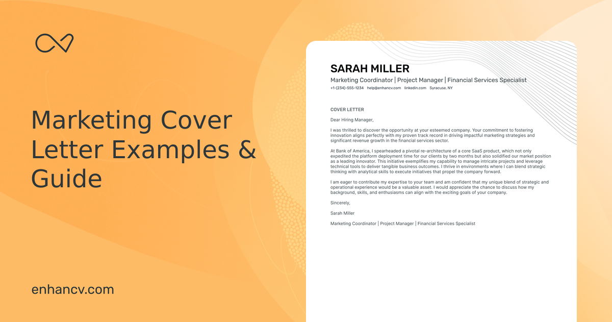 22 Professional Marketing Cover Letter Examples and Template for 2026 ...