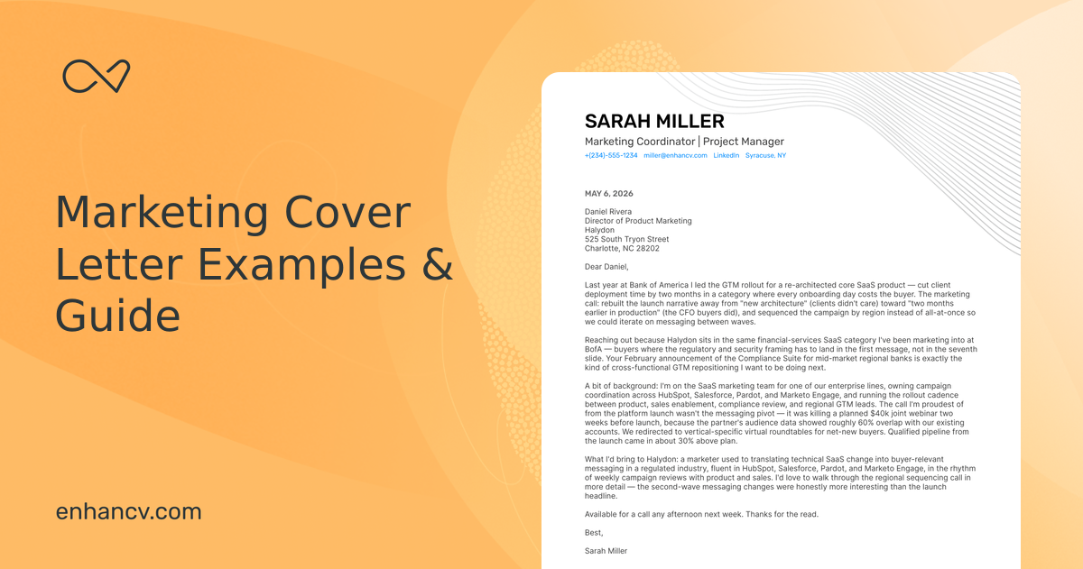 22 Marketing Cover Letter Examples & Sample for 2026