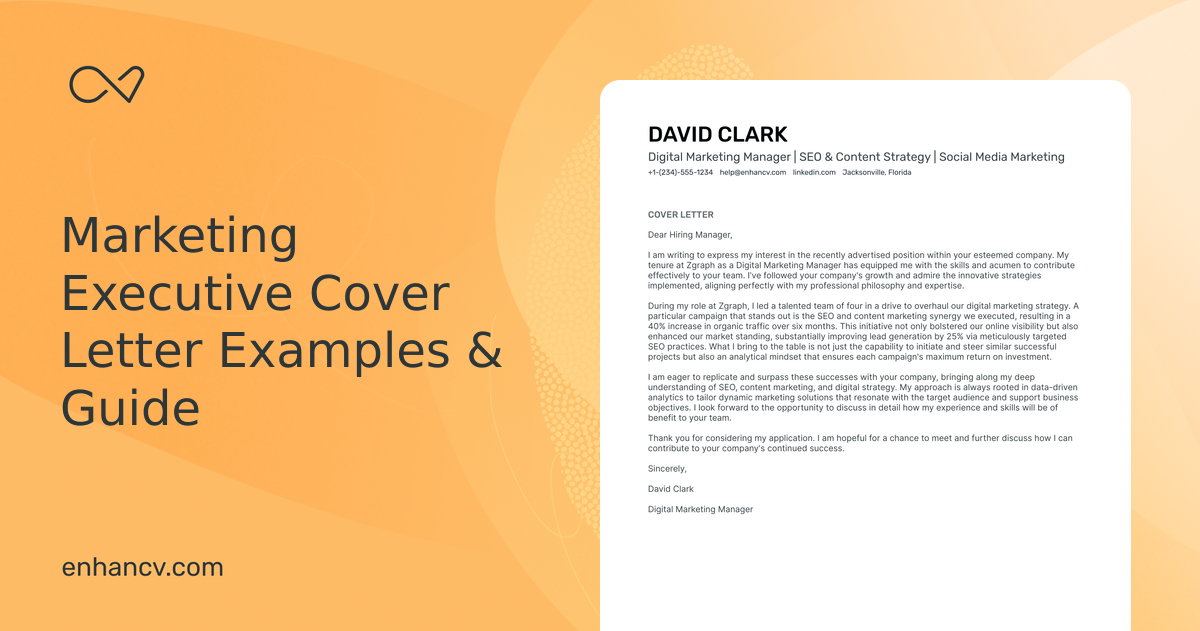 Professional Marketing Executive Cover Letter Examples and Template for ...
