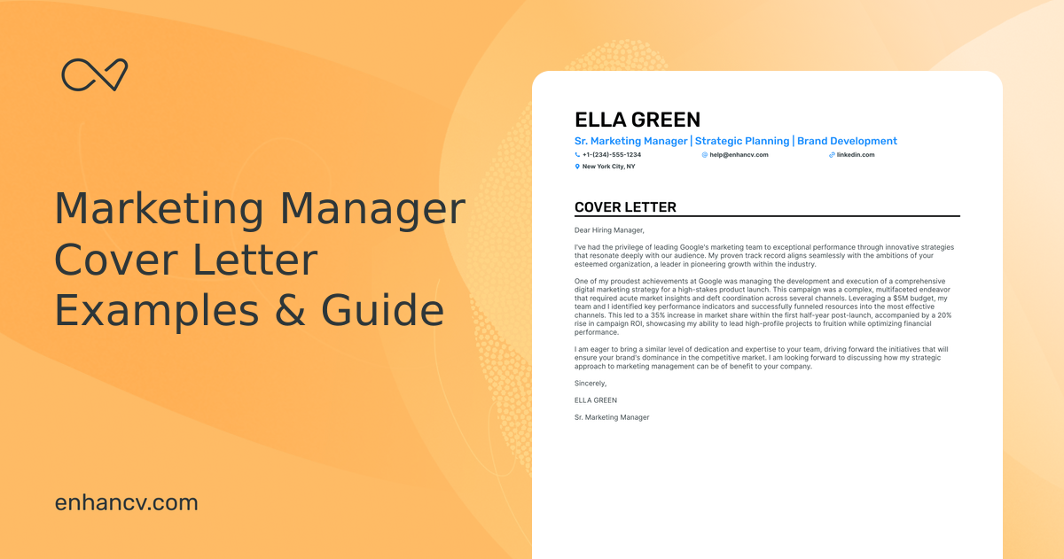 17+ Marketing Manager Cover Letter Examples for 2026