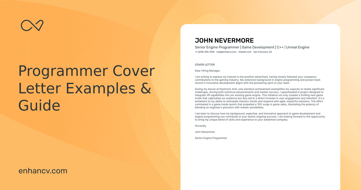 10 Professional Programmer Cover Letter Examples and Template for 2025 ...