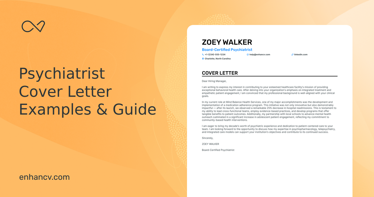 Professional Psychiatrist Cover Letter Examples and Template for 