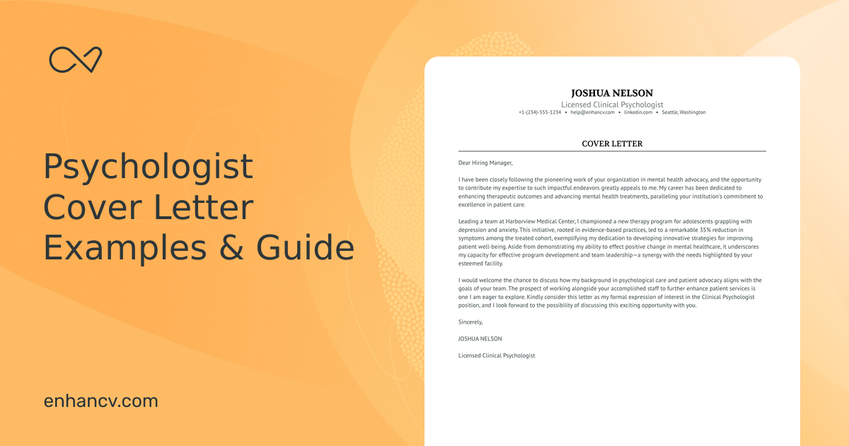 Professional Psychologist Cover Letter Examples and Template for 2024 Enhancv
