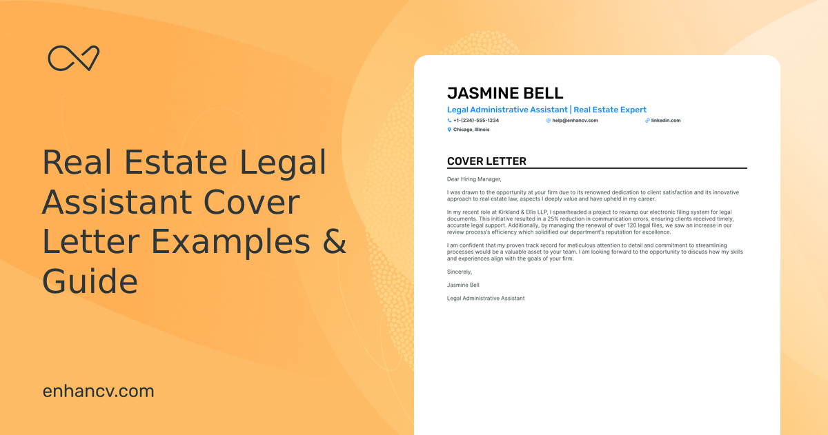 Professional Real Estate Legal Assistant Cover Letter Examples and ...