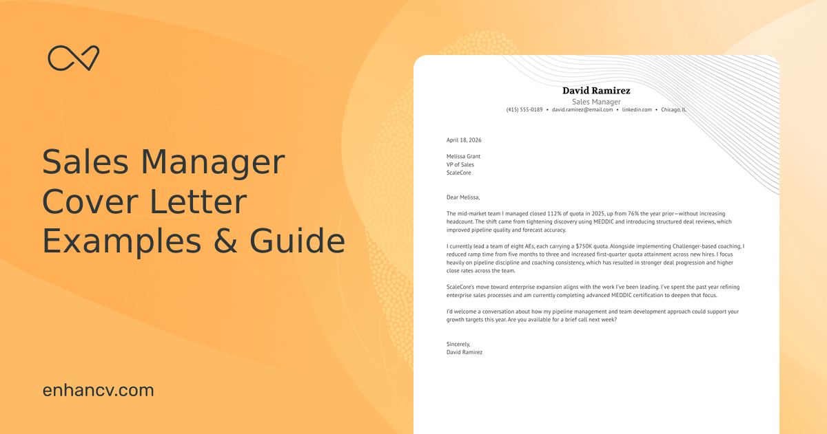 7+ Professional Sales Manager Cover Letter Examples for 2026