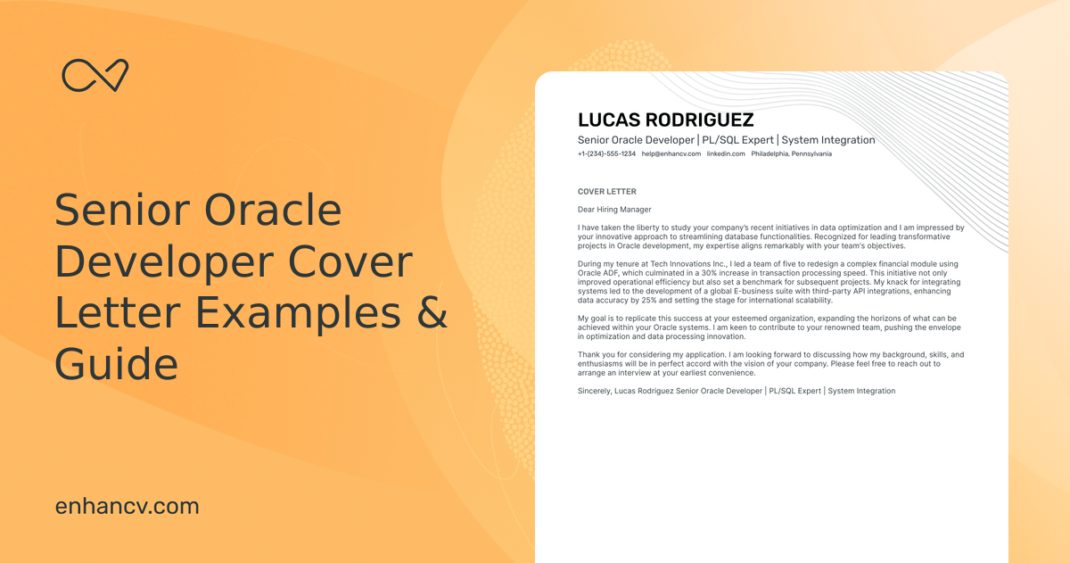 Professional Senior Oracle Developer Cover Letter Examples and Template ...