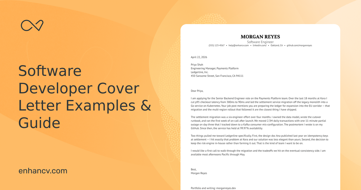 Software Developer Cover Letter Examples & Sample for 2026 | Enhancv