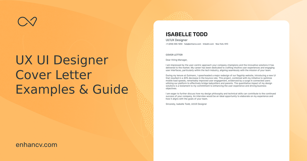Professional UX UI Designer Cover Letter Examples and Template for 2025 ...