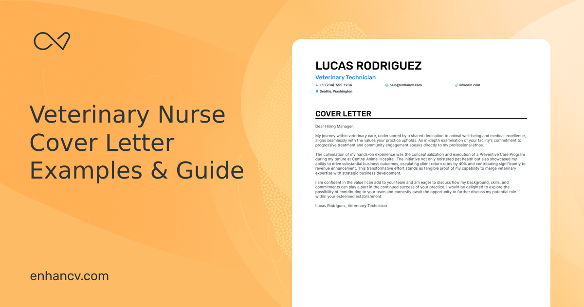 Professional Veterinary Nurse Cover Letter Examples and Template for