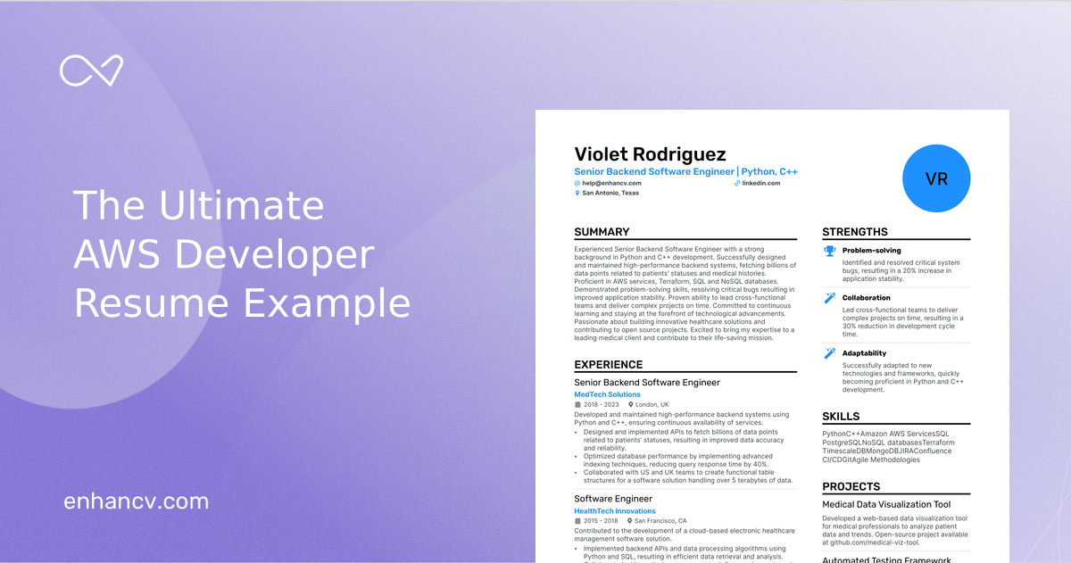 5 AWS Developer Resume Examples & Guide for 2023