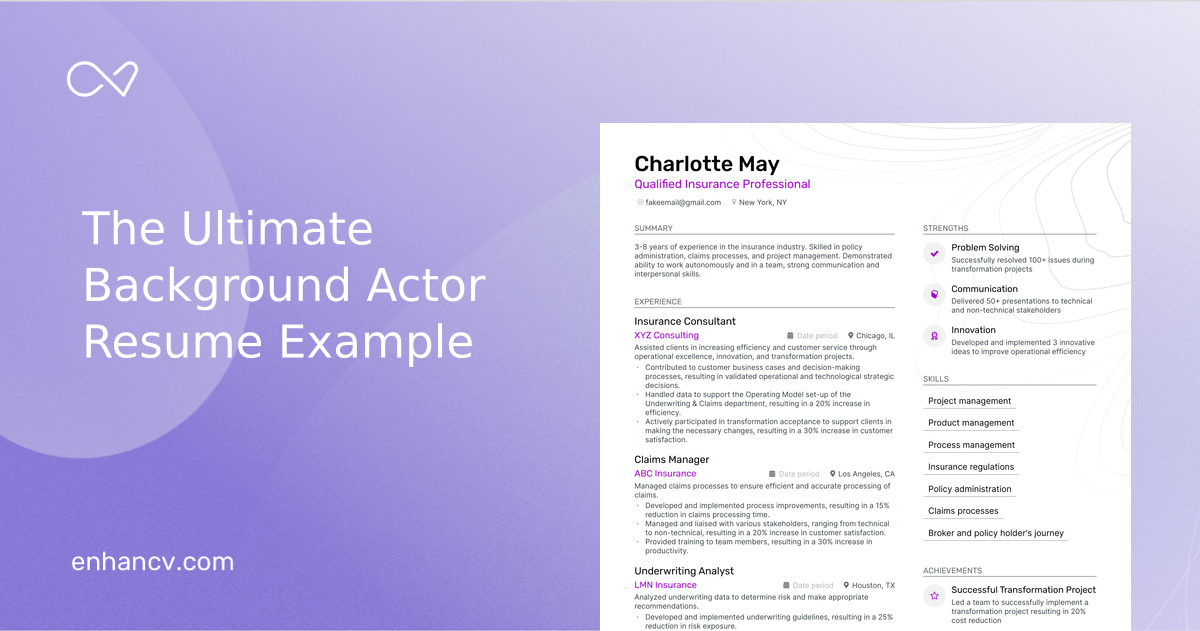 5 Background Actor Resume Examples & Guide for 2023