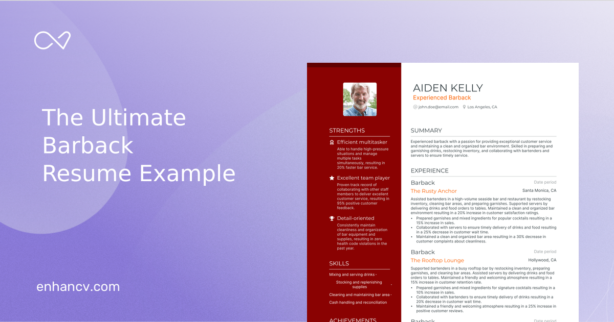 5 Barback Resume Examples amp Guide - Barback Meta 