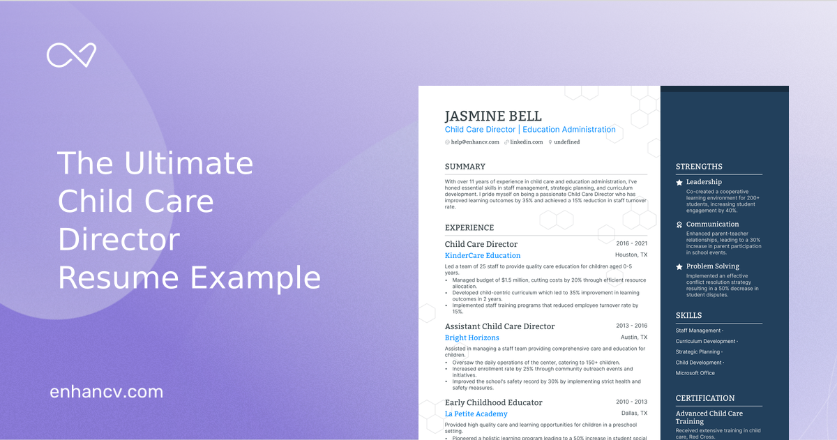 5 Child Care Director Resume Examples & Guide for 2023
