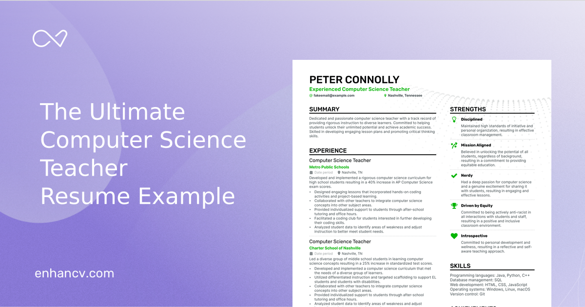 5 Computer Science Teacher Resume Examples & Guide for 2023