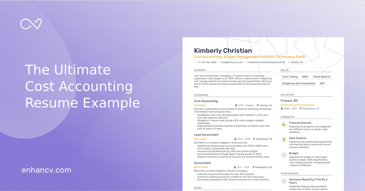 5 Cost Accounting Resume Examples & Guide for 2023