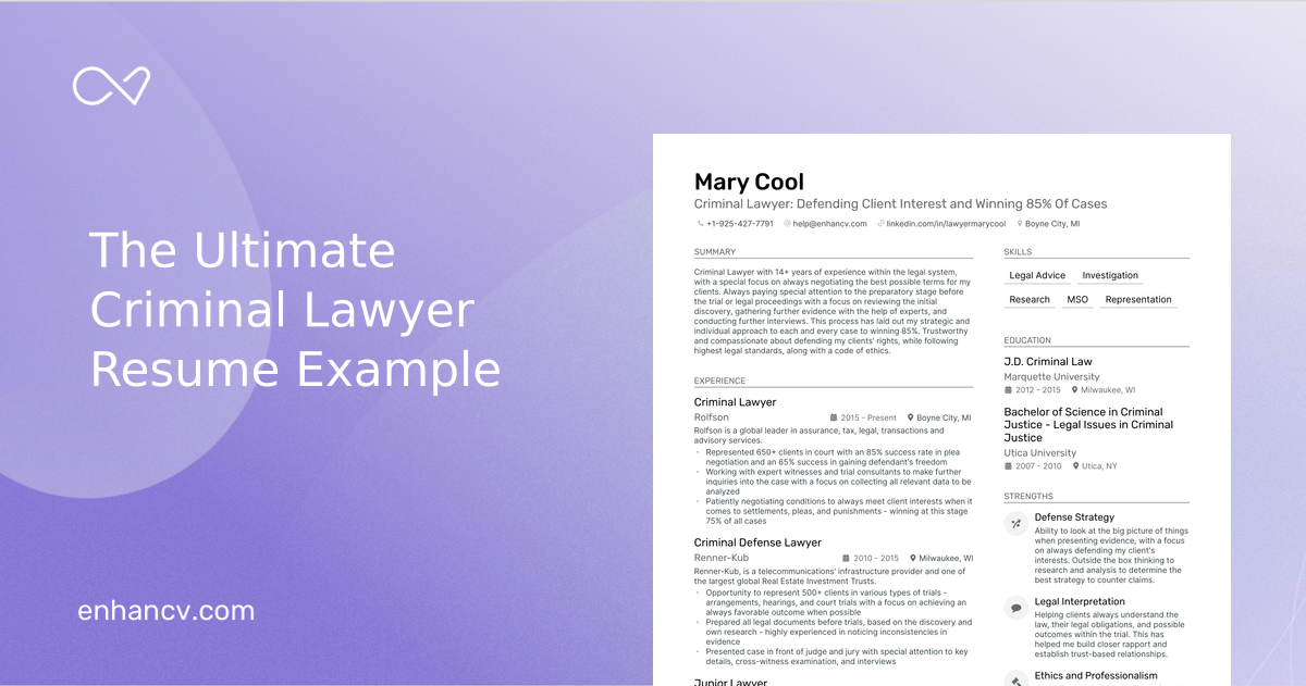 5 Criminal Lawyer Resume Examples & Guide for 2023