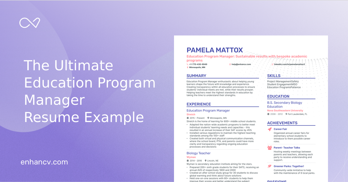 5 Education Program Manager Resume Examples & Guide for 2023