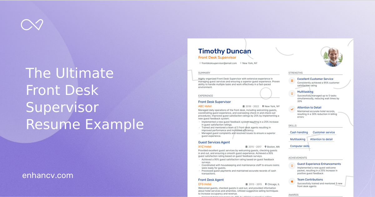 5 Front Desk Supervisor Resume Examples & Guide for 2023