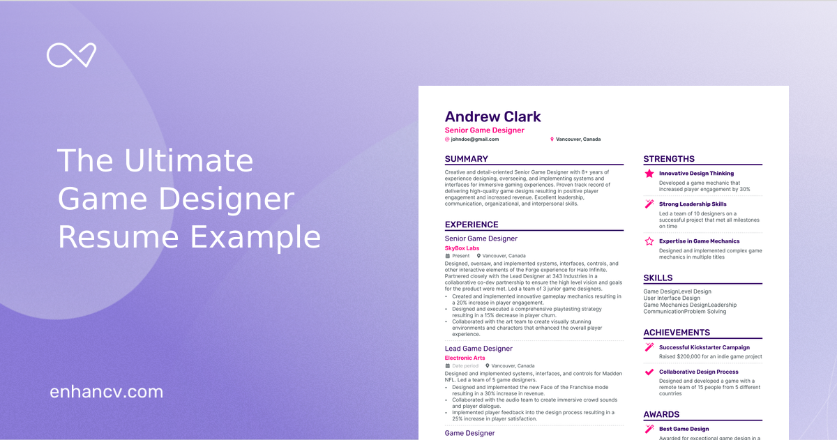 5 Game Designer Resume Examples - Game Designer Meta