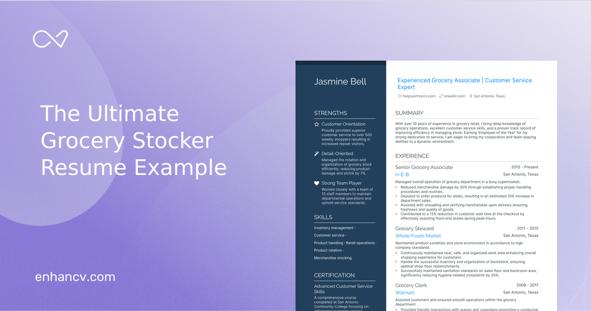 5 Grocery Stocker Resume Examples & Guide for 2023