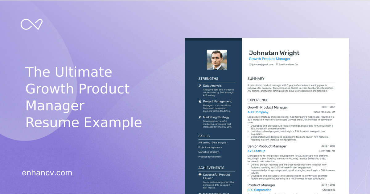 5 Growth Product Manager Resume Examples & Guide for 2023