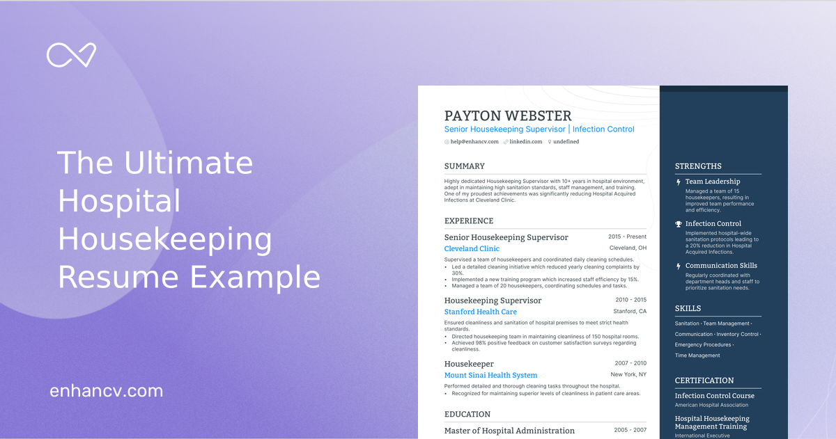 5 Hospital Housekeeping Resume Examples & Guide for 2023