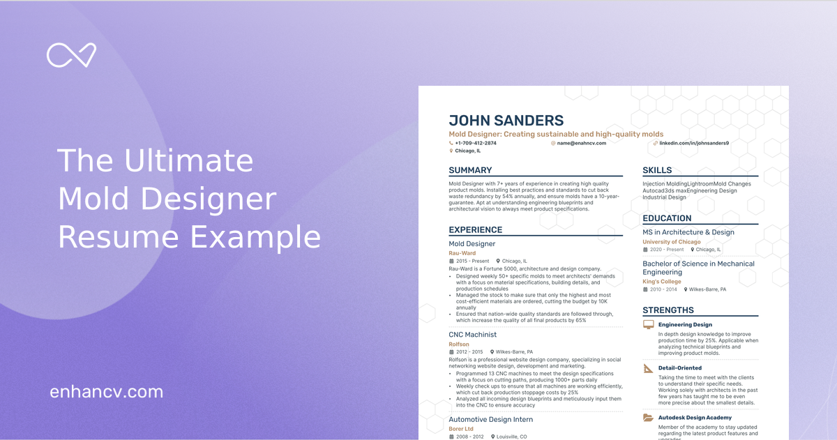 5 Mold Designer Resume Examples & Guide for 2024