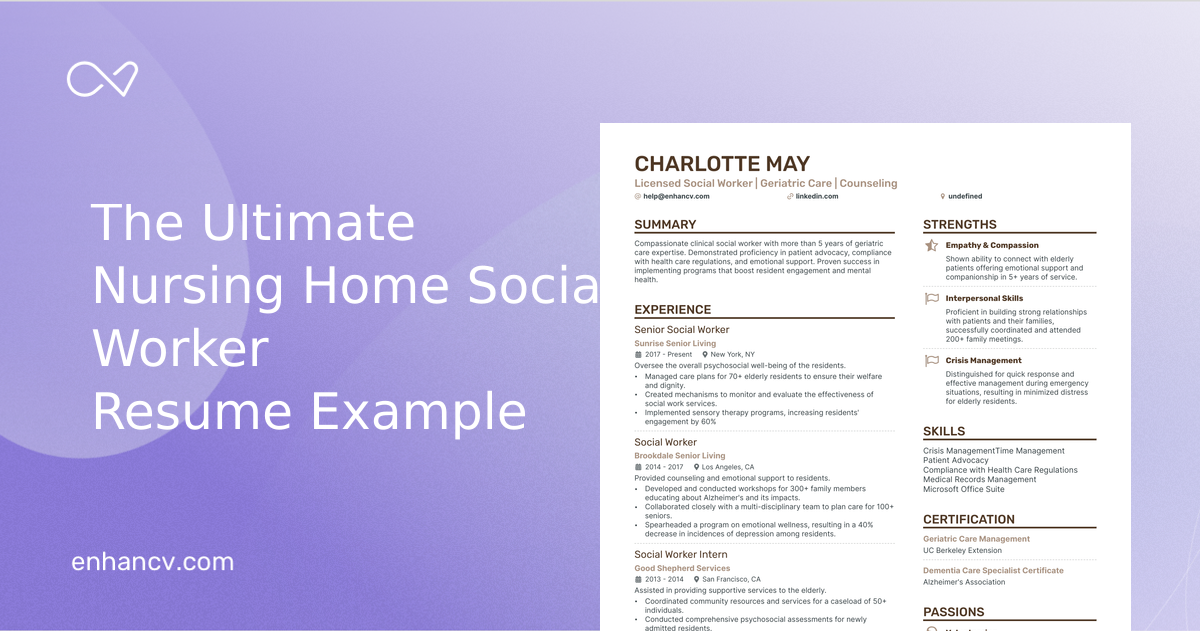 5 Nursing Home Social Worker Resume Examples & Guide for 2023