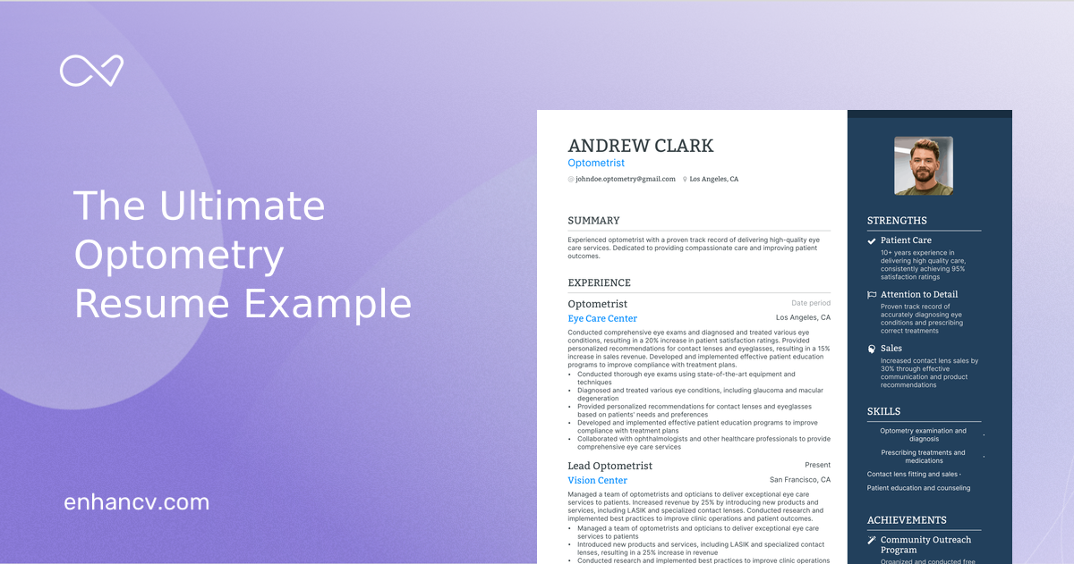 5 Optometry Resume Examples amp Guide - Optometry Meta 