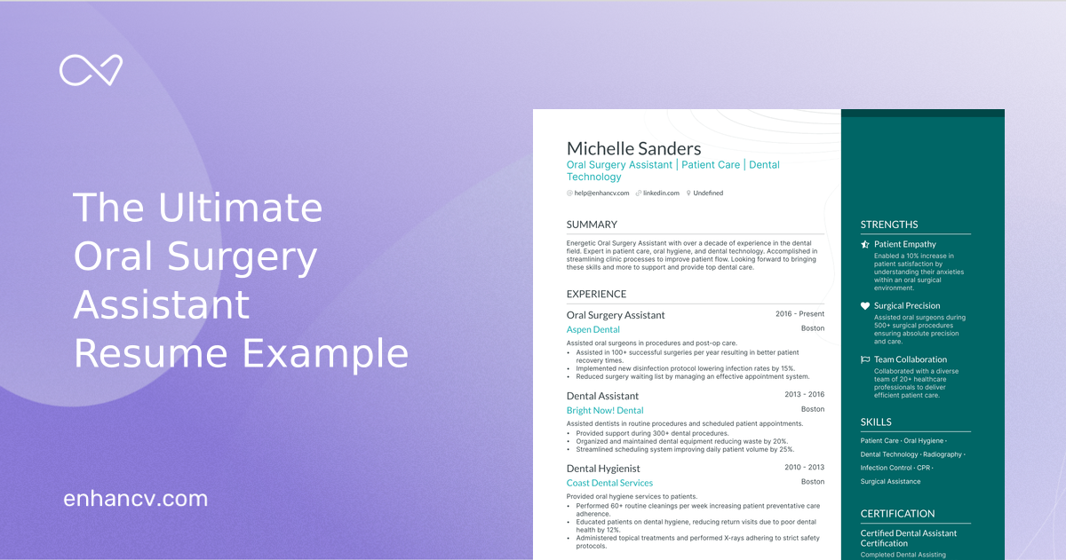 5 Oral Surgery Assistant Resume Examples & Guide for 2023