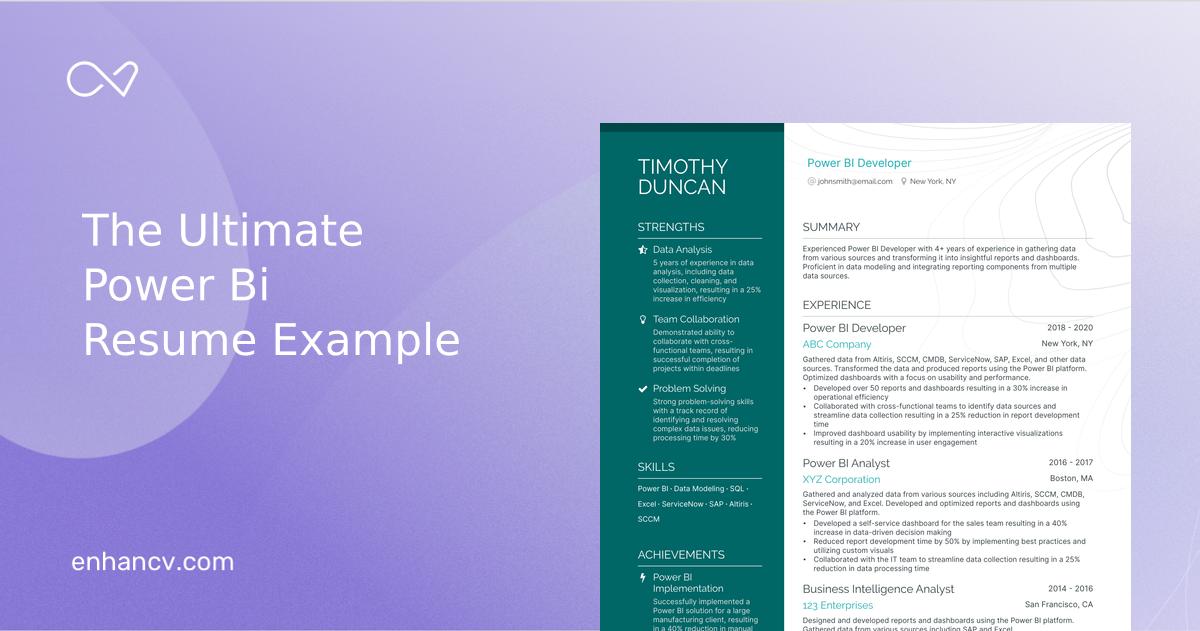 6 Power BI developer Resume Examples & Guide for 2024