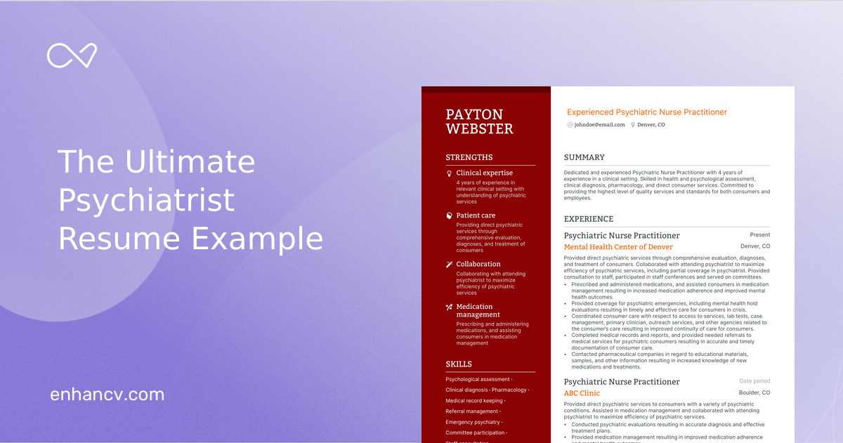 5 Psychiatrist Resume Examples - Psychiatrist Meta 