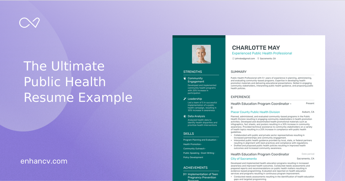 5 Public Health Resume Examples - Public Health Meta