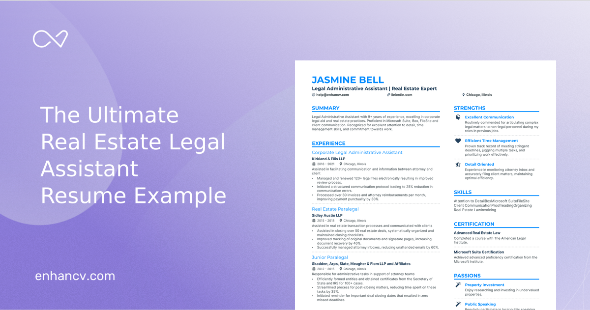 5 Real Estate Legal Assistant Resume Examples & Guide for 2023